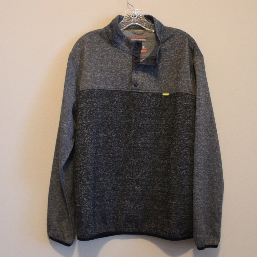 Hawke & Co. gray shirt men's Large long sleeve lightweight 1/4 snaps NWT